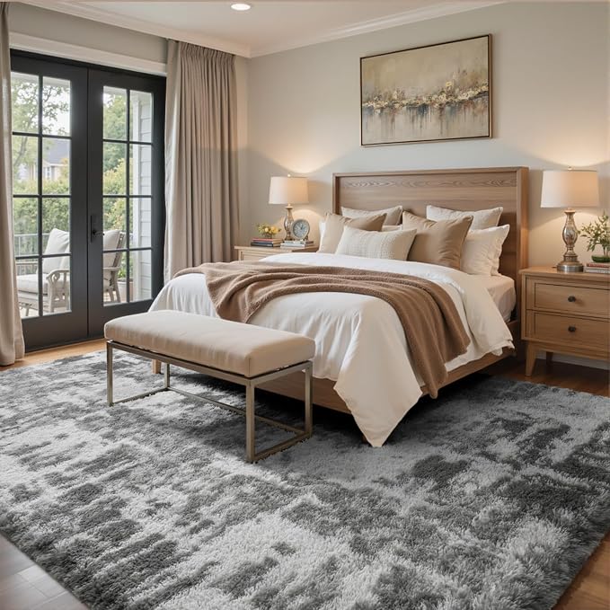 Shag Rugs for Bedroom Living Room, Tie-Dyed Ultra Soft Fluffy Furry Area Rugs - Image 3