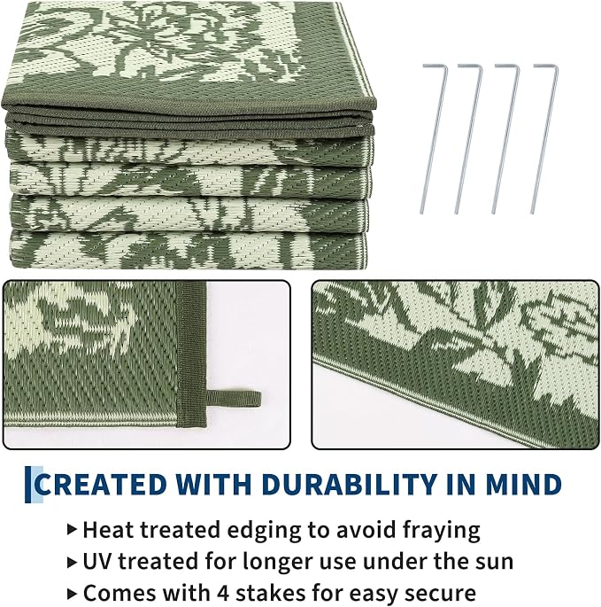 Garvee Outdoor Rugs 9' x 12’ Waterproof Reversible Mats, Large Area Plastic - Image 4