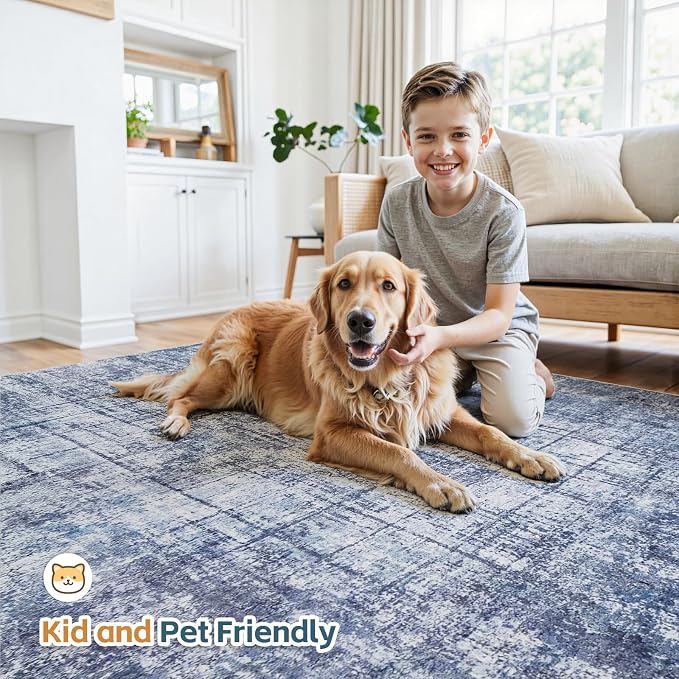 9x12 Area Rugs for Living Room Washable Rug: Anti-Skid Abstract Modern Living - Image 6