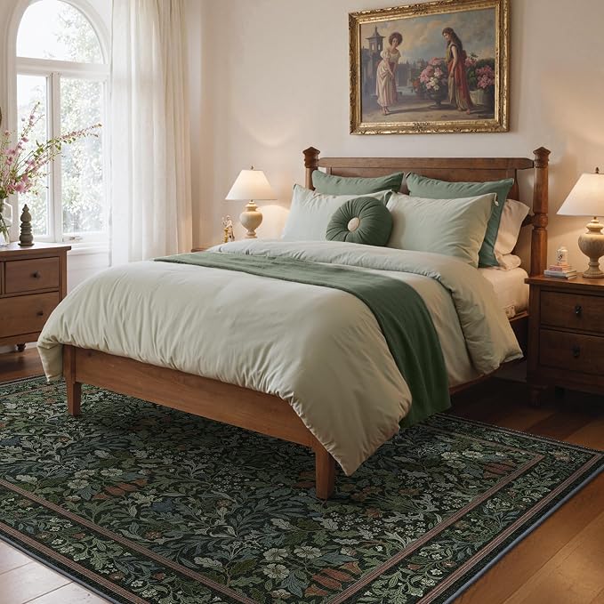 GENIMO Washable 4x6 Area Rug, Vintage Boho Floral Carpet, Soft Low-Pile - Image 4