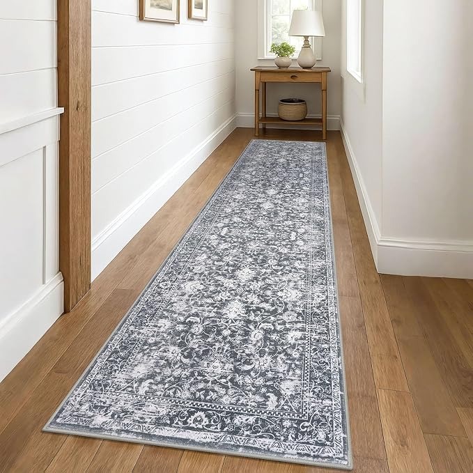 KILOCOCO Hallway Runner 3x10 Rug Runner Printed Vintage Floral Washable Kitchen - Image 2