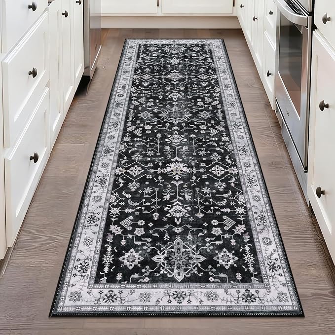 HEBE Washable Hallway Runner Rug 2'x 6' Non Slip Kitchen Rugs Runner, Low Pile by HEBE