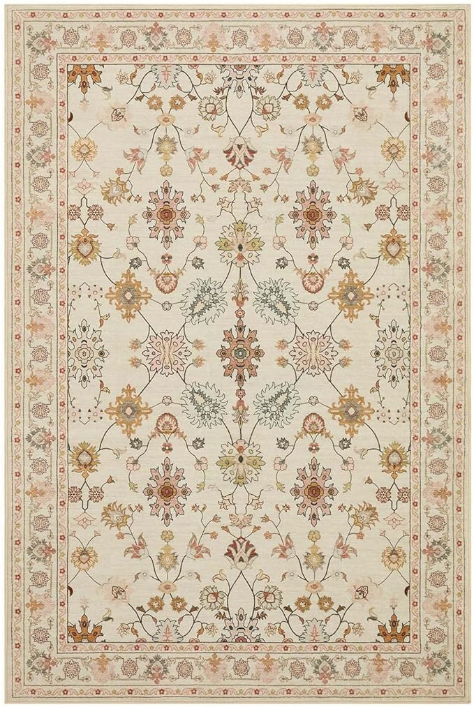 Rugxara Floral Rug for Living Room Bedroom, 3x5 Washable Area Rug, Vintage Boho - Image 5