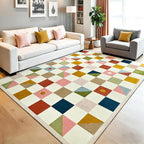 Terrug Multicolored Geometric Checkered Rug by TerrugHomeDecor