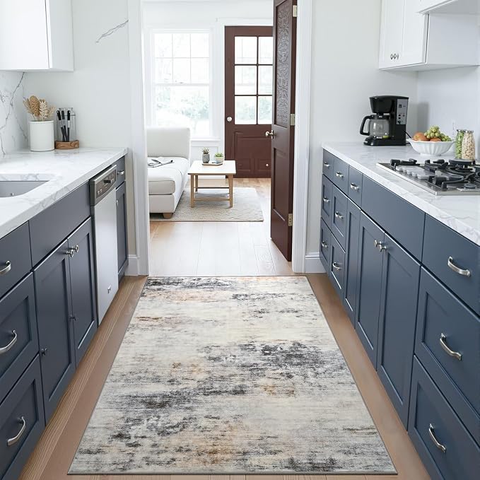 Toneed Abstract Area Rug Modern Washable Rug Soft Non Slip Rug Low Pile - Image 2