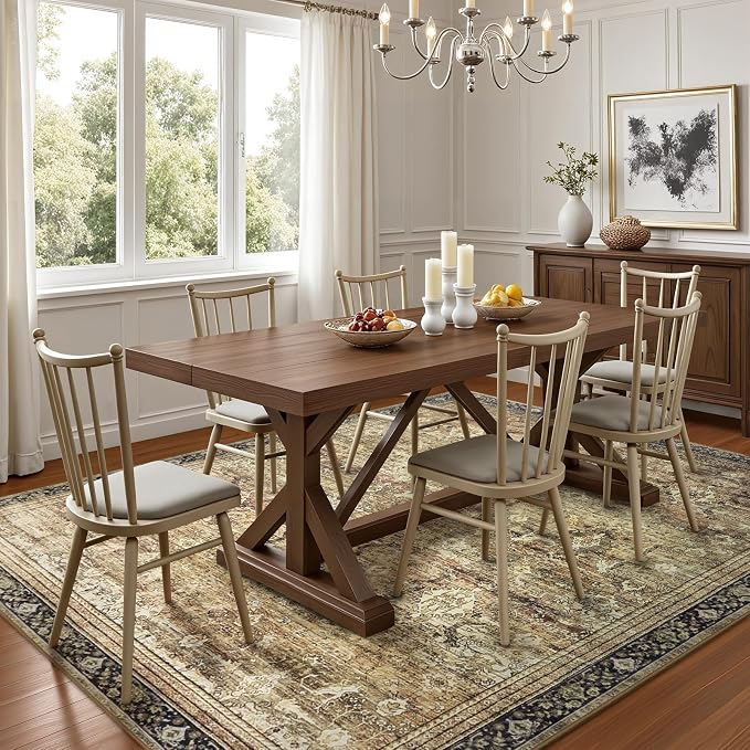 Washable Area Rugs 6x9 Vintage Brown, Large Indoor Rug - Image 2
