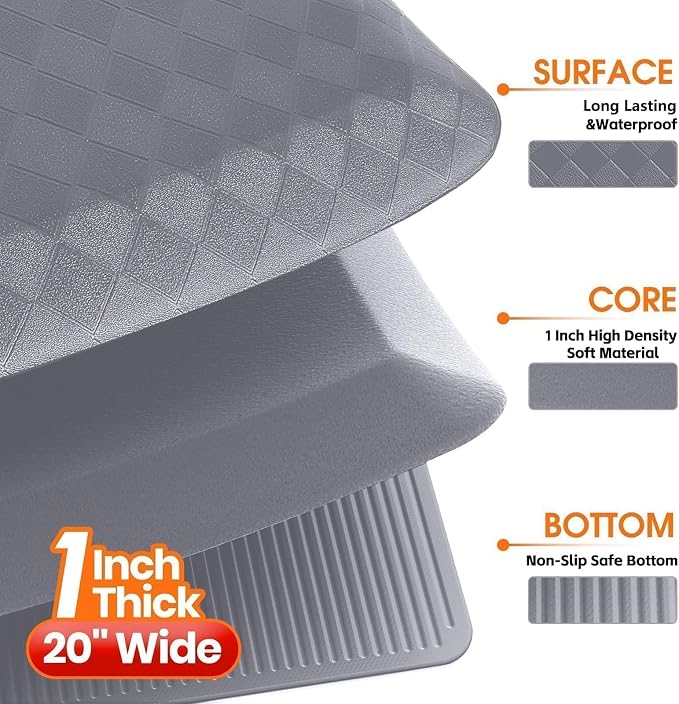 StepRite 1” Thick Kitchen Mats for Floor, Anti Fatigue Kitchen Rugs, Heavy Duty - Image 8