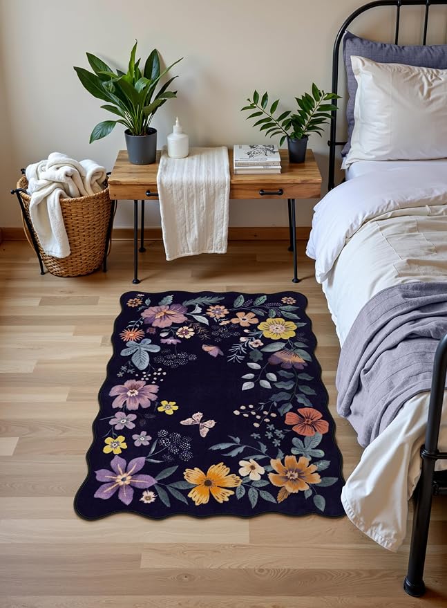 Lahome Floral Entryway Rug, 2X3 Washable Kitchen Rug Non-Slip, Ultra-Thin Soft - Image 3
