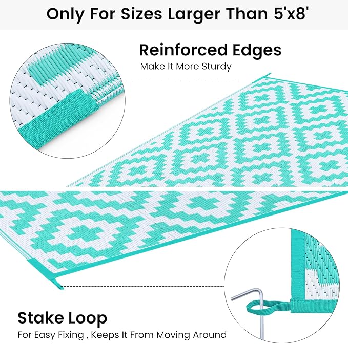 Smiry Waterproof Outdoor Rug 6x9 ft, Reversible Plastic Straw Patio Camping Rugs - Image 4
