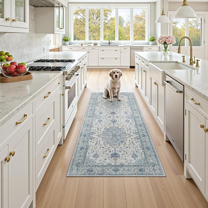 RELEANY Area Rugs Runner 2'6"x8' Washable Non-Slip, Floral Vintage Distress - Image 3