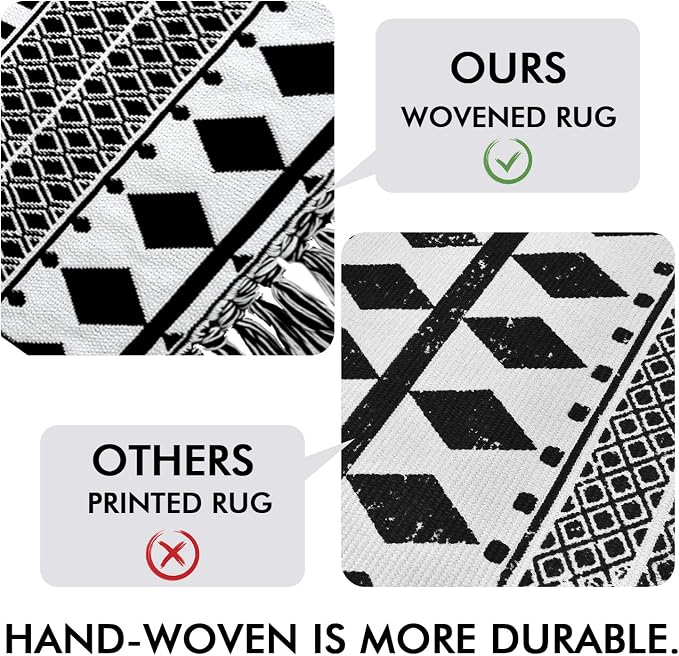 IOHOUZE Black Boho Area Rug - Image 4