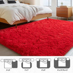 WISH TREE 5x7 Red Rugs for Bedroom, Soft Fluffy Shaggy Rugs for Living Room - Image 6