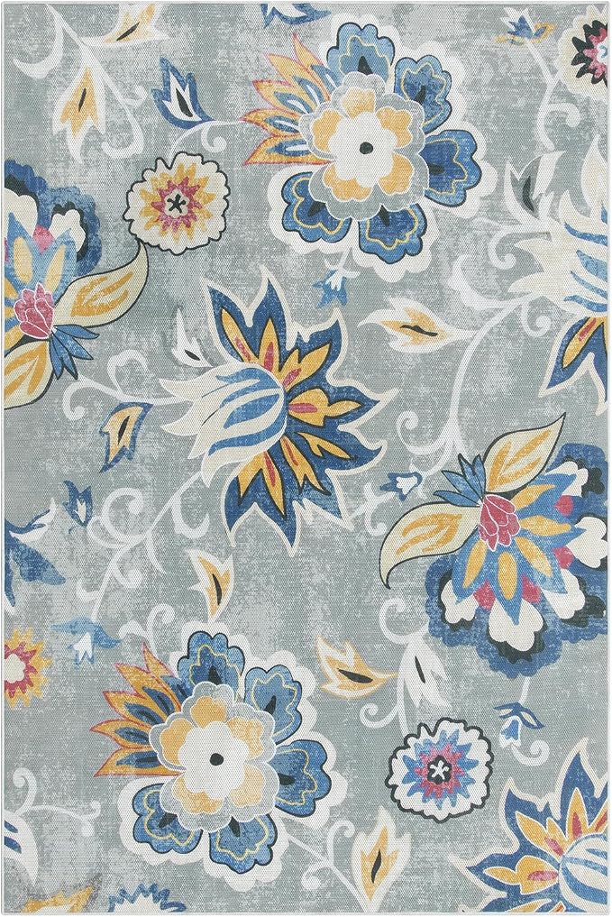 Lahome Floral Indoor Outdoor Rugs, 6x9ft Non Slip Outdoor Patio Rug - Image 7
