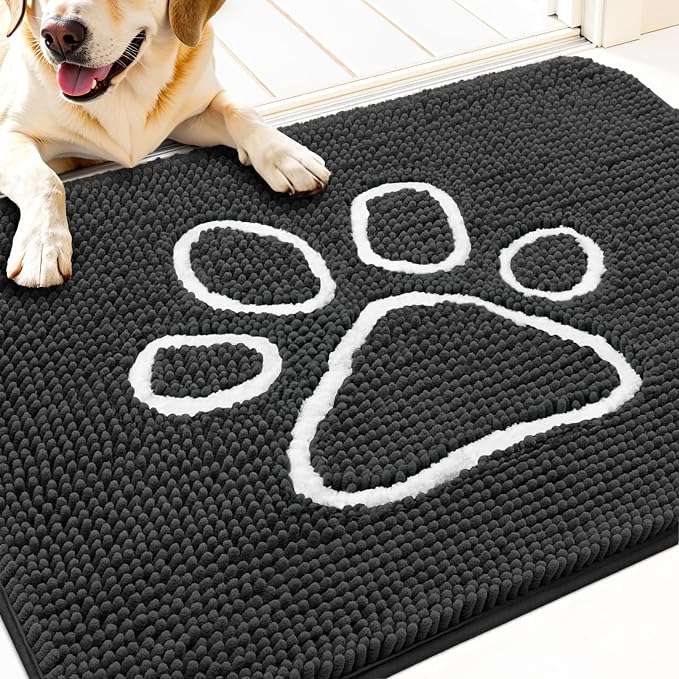OLANLY Dog Door Mat for Muddy Paws 34x21, Paw Print Design, Absorbs Moisture by OLANLY
