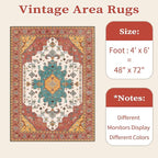 SERISSA Area Rug 4x6 Boho Rugs for Bedroom, Vintage Orange Washable Non Slip Rug - Image 6