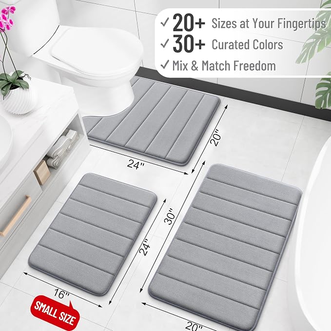 OLANLY Memory Foam Long Bathroom Rugs Runner 59x24, Super Soft Absorbent Bath - Image 2