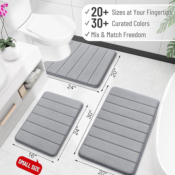 OLANLY Memory Foam Bath Mat 32x20, Super Soft Absorbent Bathroom Rugs, Quick Dry - Image 2