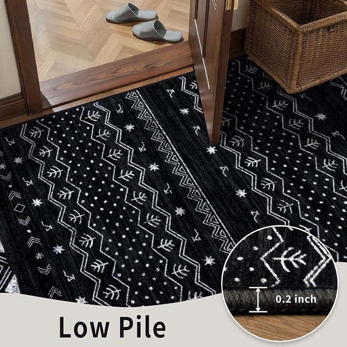 SERISSA Hallway Runner Rug, Soft Low-Pile Boho Geometric Indoor Long Carpet - Image 7