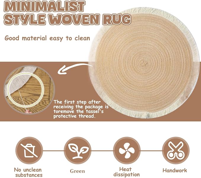 Cat Rug, Cat Scratch Rug, 39 in Washable Boho Braided Circle Rug, Soft and - Image 4