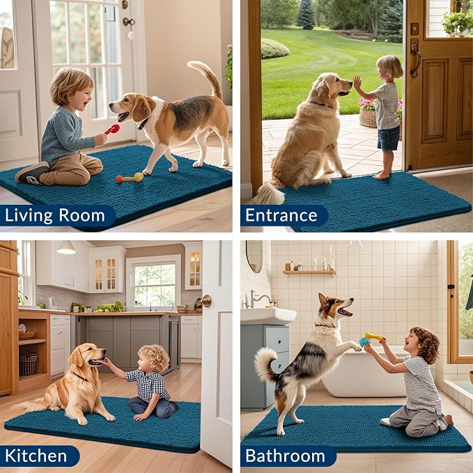 Smiry Dog Door Mat for Muddy Paws 44x24, Absorbent Dirt Trapper, Non-Slip - Image 7