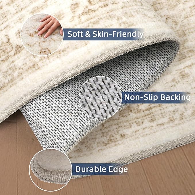 2x12 Runner Rug for Hallways Non-Slip Long Rug Runners, Boho Vintage Washable - Image 3