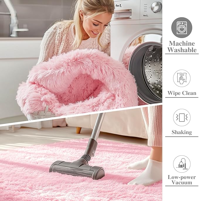 OLANLY 3x5 Machine Washable Small Bedside Rug, Soft Fluffy Shaggy Rugs - Image 2