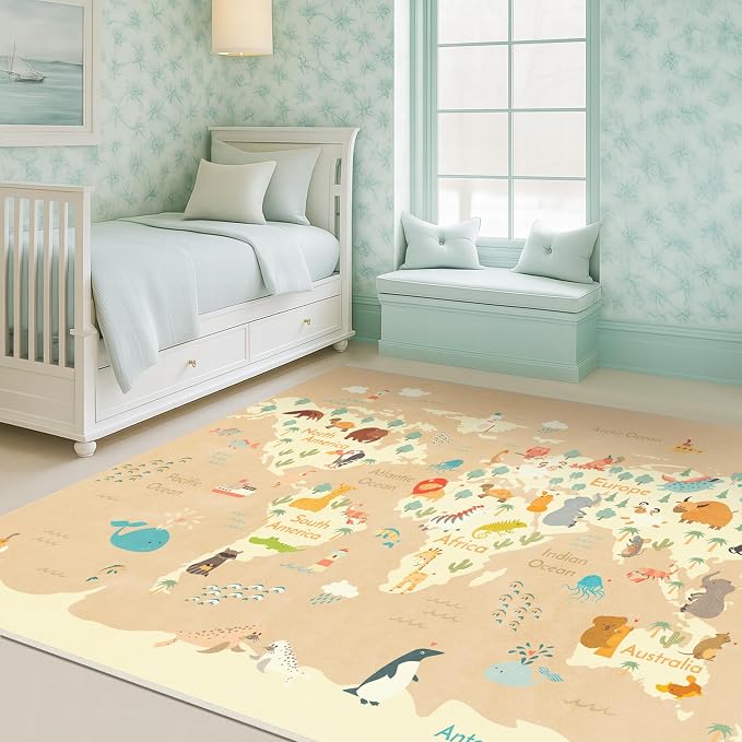 Washable Kids Rug for Playroom – 5x7 Toddlers Room Play Rug, Educational World - Image 6