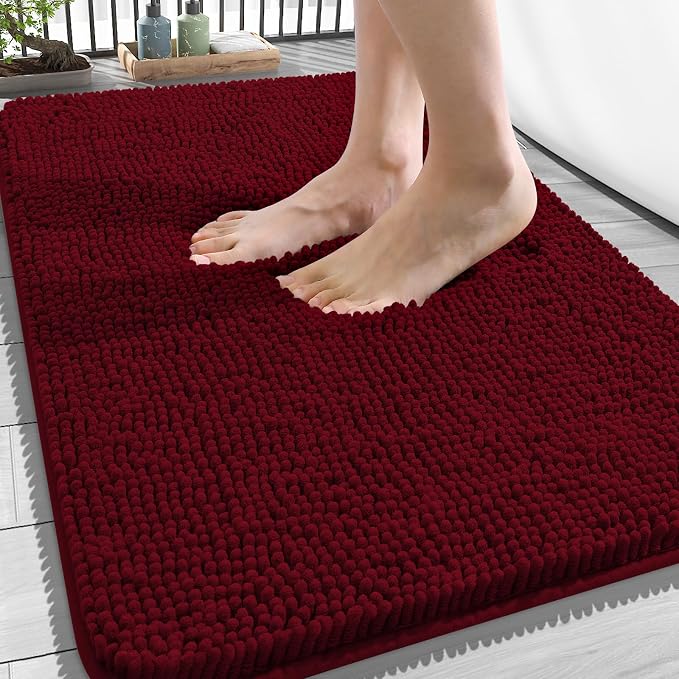 OLANLY Bathroom Rugs 34x21, Extra Soft Absorbent Chenille Bath Rugs, Rubber by OLANLY