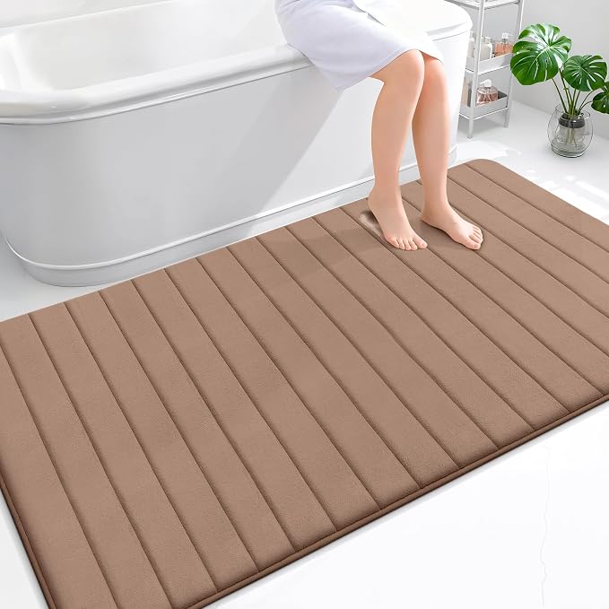 OLANLY Memory Foam Bath Mat 70x46, Super Soft Absorbent Bathroom Rugs, Quick Dry by OLANLY