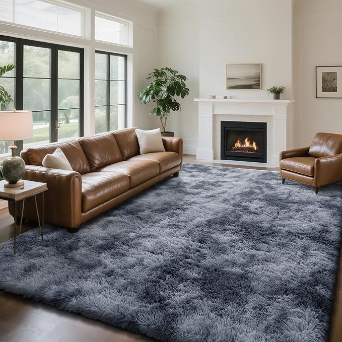 yongyangjuxin Fluffy Rug Shag Area Rug, Mottling Dark Grey 8x10 Area Rugs by Yongyangjuxi
