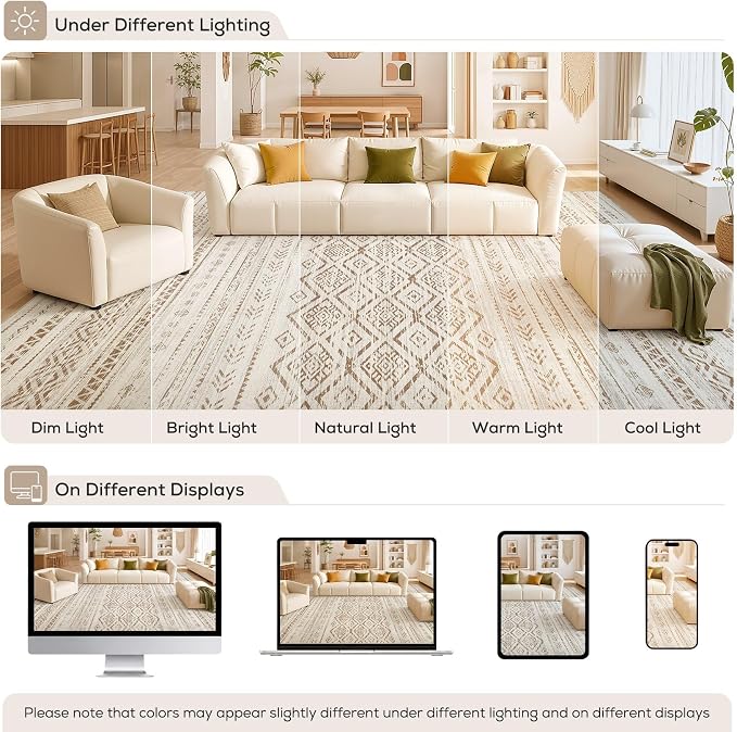 Nakagishi Area Rug Living Room Rugs: 10x12 Large Soft Machine Washable Boho - Image 9