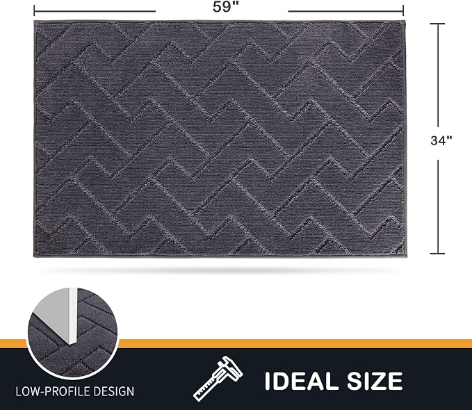 PURRUGS Dirt Trapping Door Mat 34" x 59", Non-Slip Machine Washable Entry Rug - Image 2