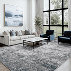 Area Rug 5x7 Living Room Rug Washable: No-Slip Abstract Soft Thin Large Gray - Image 4