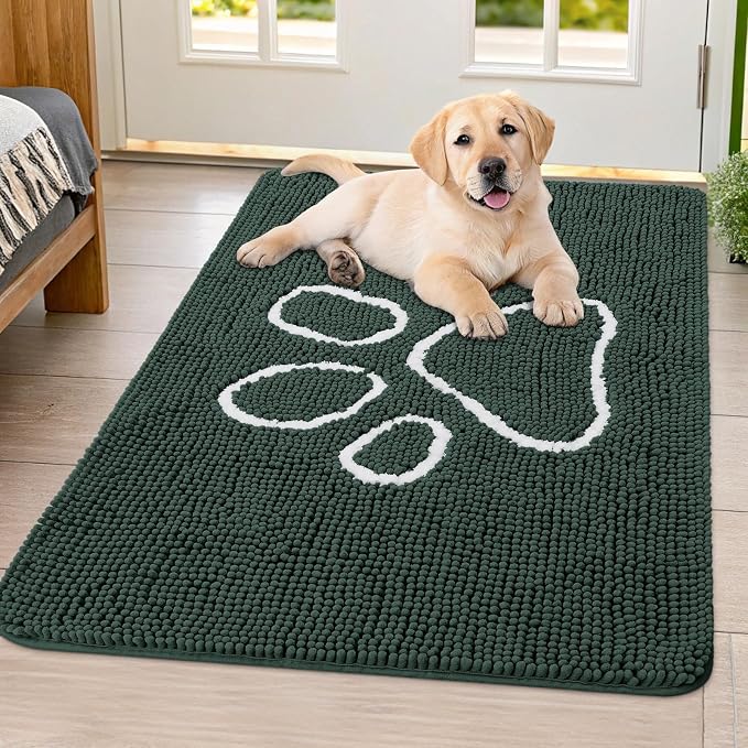 Smiry Dog Door Mat for Muddy Paws, Absorbent Dirt Trapper Non Slip Quick Dry by Smiry