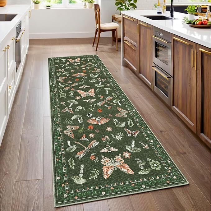 Mushroom 2x6 Runner Rug for Hallway Washable Kitchen Rugs Non Slip Low-Pile by ROYHOME