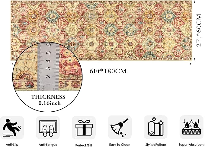 Lahome Moroccan Trellis Washable Runner Rug, 2x6 Kitchen Runners - Image 2