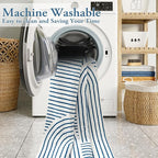 Lahome Abstract Washable Rugs, 4x6 Blue Rug - Image 2