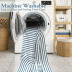 Lahome Abstract Washable Area Rugs 5x7, Soft Blue Rugs - Image 2