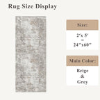 2x5 Rug Runner Non-Slip Washable – Modern Neutral Abstract Small Rug - Image 2