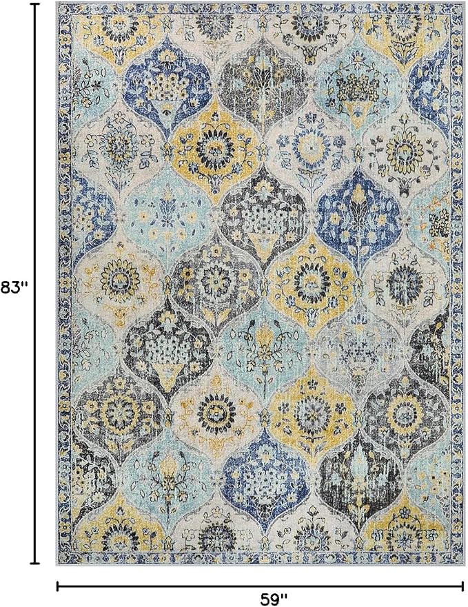 Lahome Moroccan Trellis Washable Area Rugs 5x7, 5x7 Area Rugs - Image 2