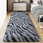 Soft Runner Rugs for Bedroom Hallways, 2x4 Black and White Fluffy Shag Throw - Image 6