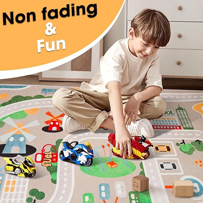 Kid Rug Carpet Playmat for Toy Cars and Train，Play Area Rug - Image 2