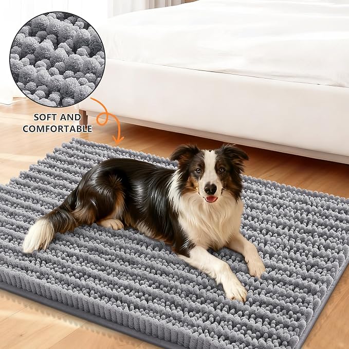 Smiry Dog Door Mat for Muddy Paws 47x17, Absorbent Dirt Trapper, Non-Slip - Image 2
