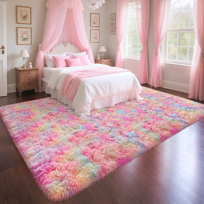 Rainbow Rugs 5x8 Ft Fluffy Plush Area Rugs - Image 2
