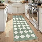 Lahome Zelie Checkered Washable 2x6 Green Runners - Image 3