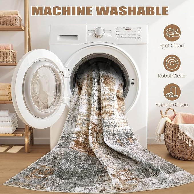 DMOYEST Washable Runner Rug for Hallway: 2.6x12 Neutral Modern Abstract Low - Image 7