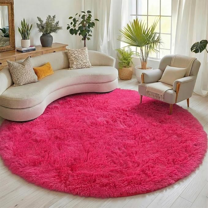 ONASAR Hot Pink Round Area Rugs 4ft - Image 5