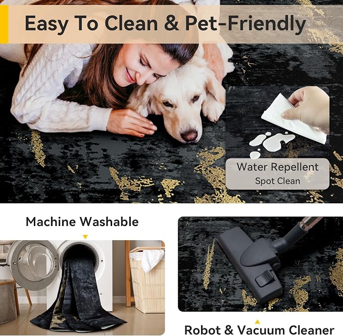 RELEANY Washable Area Rugs 6ft Non-Slip Modern Abstract Soft - Image 4
