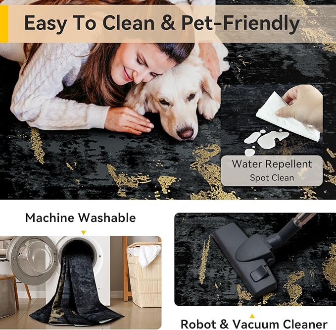 RELEANY Washable Area Rugs 8'x10' Non-Slip Modern Abstract Soft - Image 5