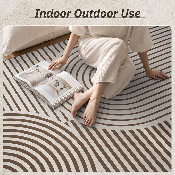 AMOAMI Outdoor Rug Patio Rug 8x10 ft Quick Dry Flatweave Textured Machine - Image 6